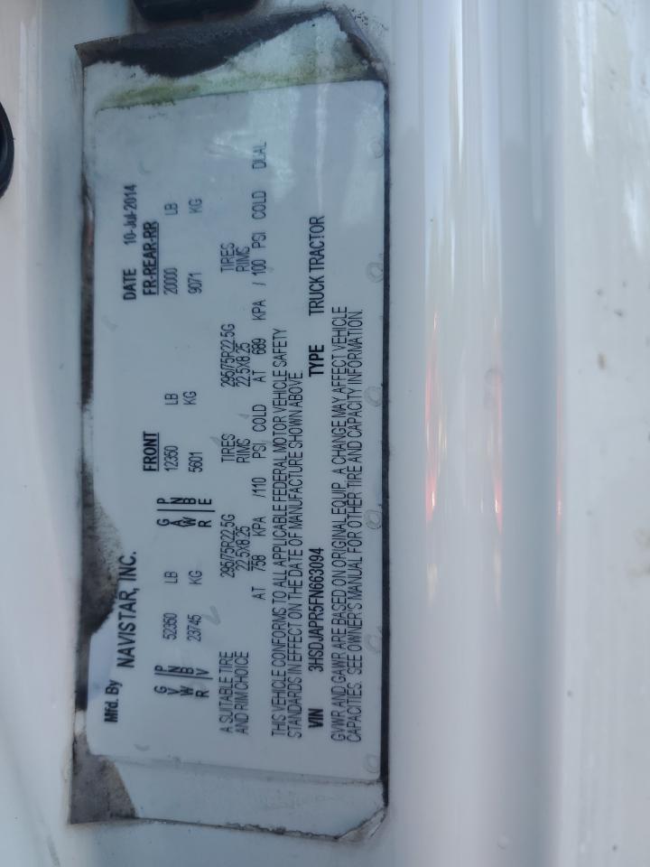 2015 INTERNATIONAL Prostar VIN 3HSDJAPR5FN663094 photo 10