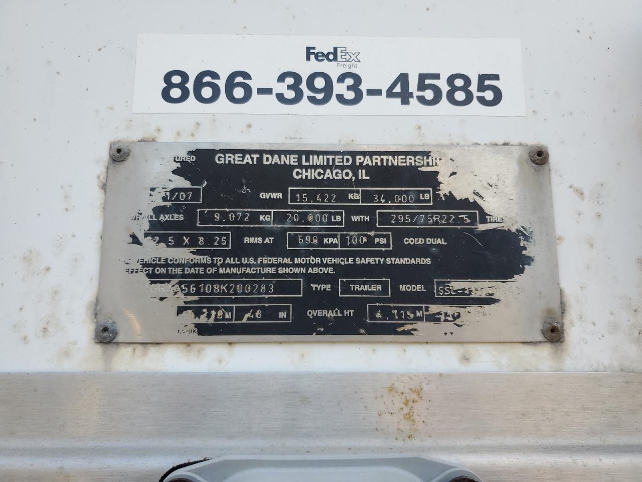 2008 GGSD Dry van tr VIN 1GRAA56108K200283 photo 10