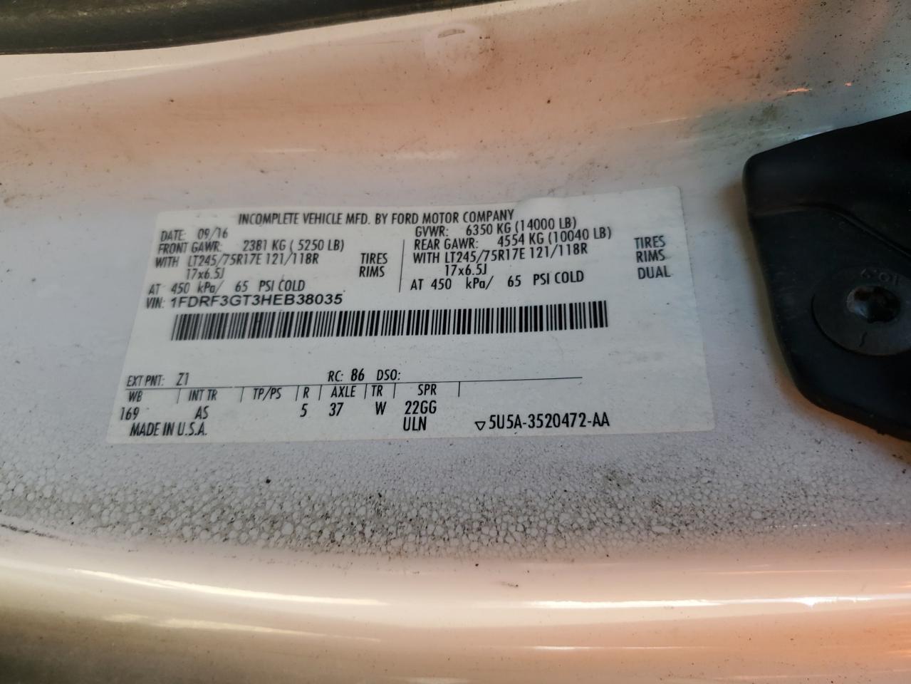 2017 Ford F350 VIN 1FDRF3GT3HEB38035 photo 12