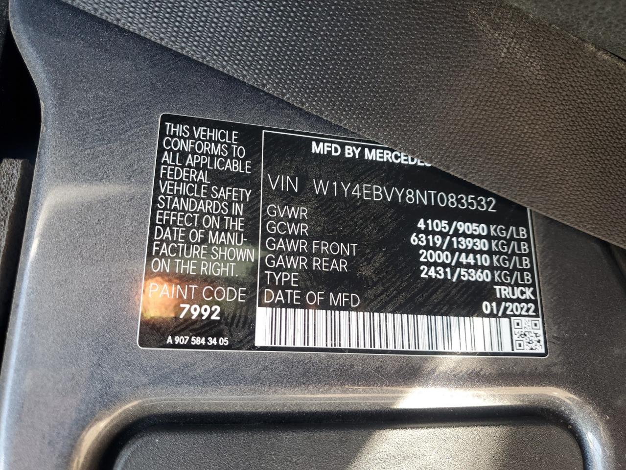 2022 Mercedes-Benz Sprinter VIN W1Y4EBVY8NT083532 photo 10