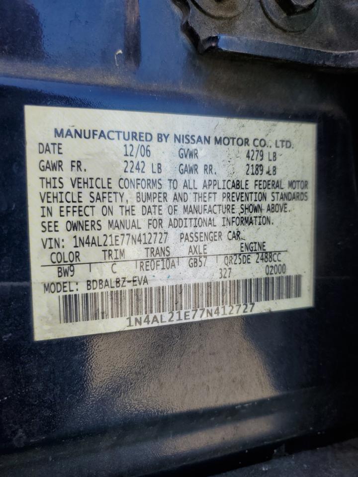 2007 Niss Altima VIN 1N4AL21E77N412727 photo 12
