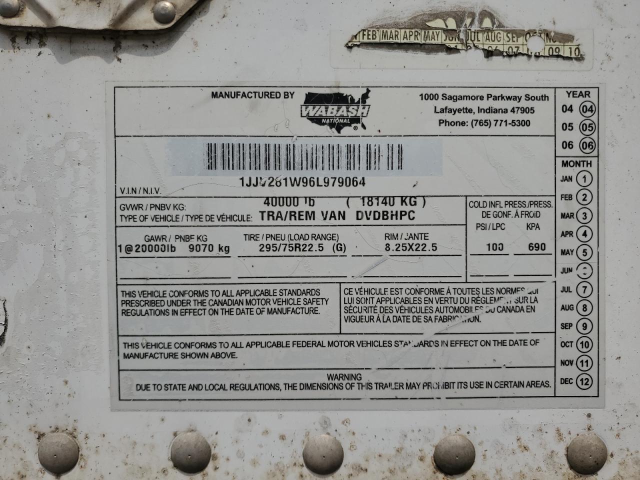 2006 WABA Dry van tr VIN 1JJV281W96L979064 photo 10