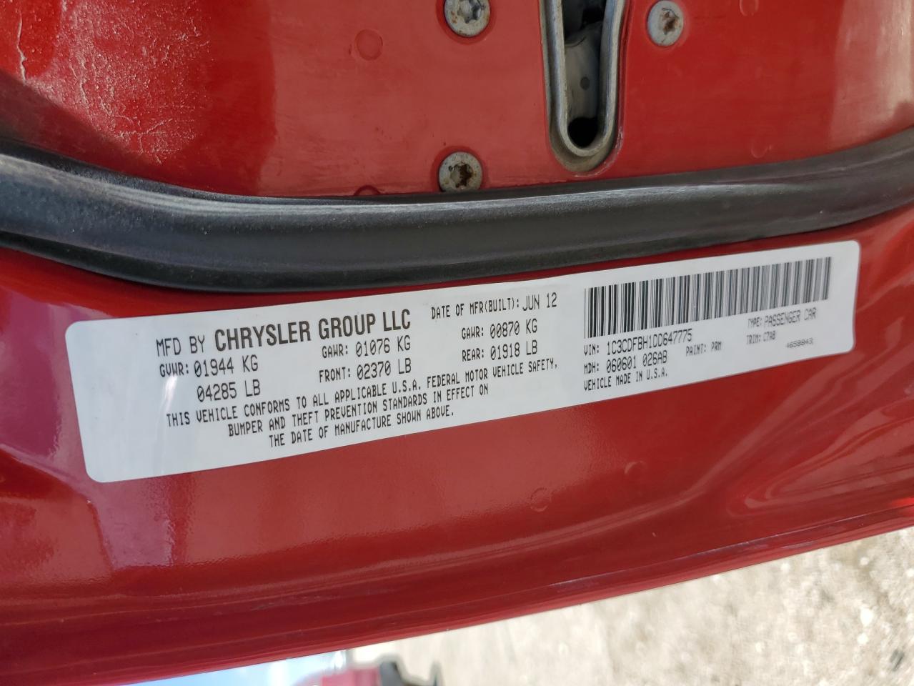 2013 Dodge Dart sxt VIN 1C3CDFBH1DD647775 photo 12
