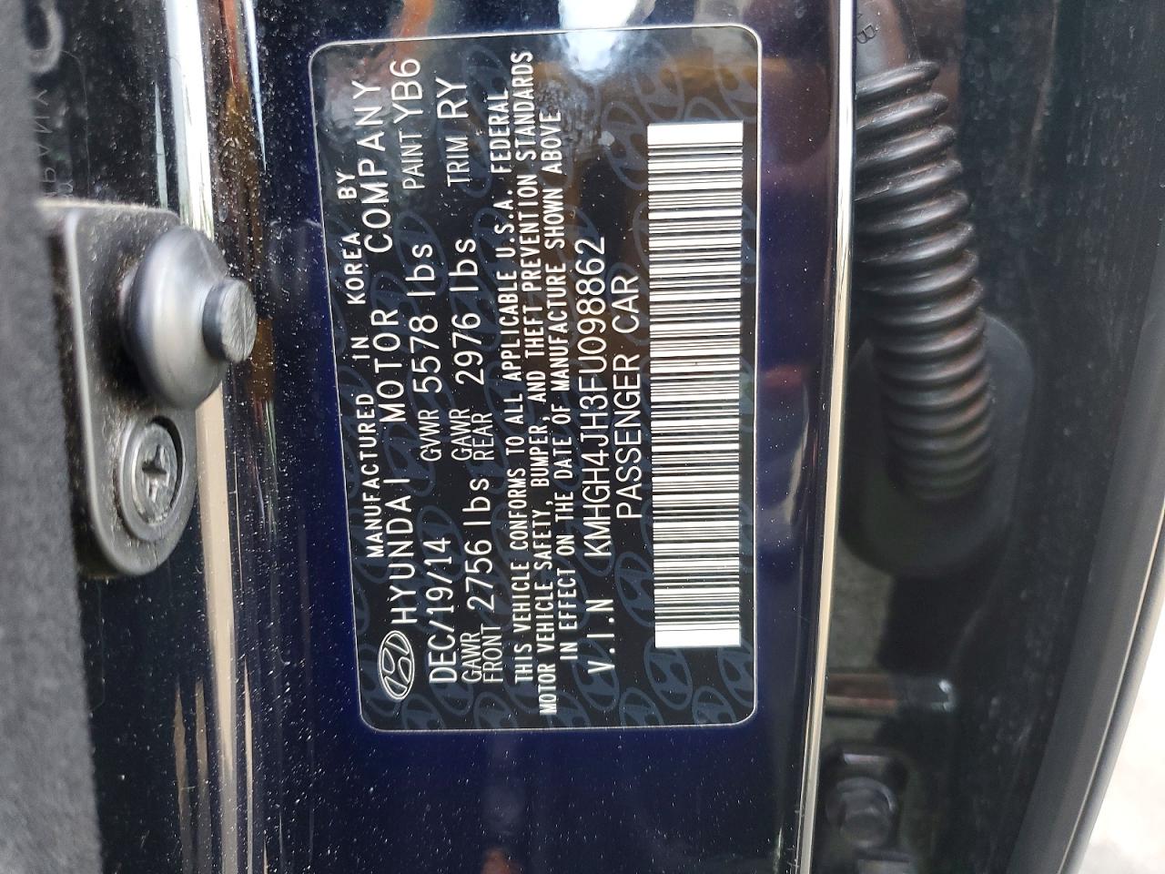 2015 Hyundai Equus VIN KMHGH4JH3FU098862 photo 12