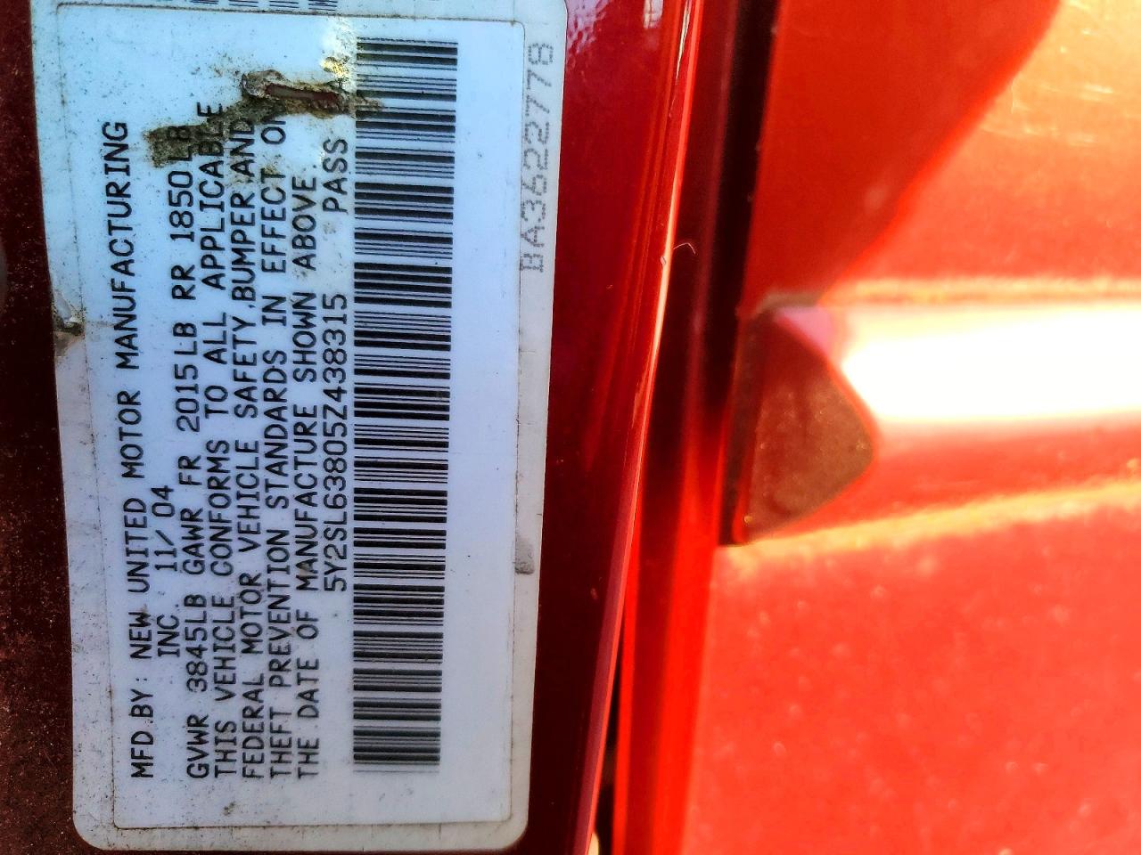 2005 PONTIAC Vibe VIN 5Y2SL63805Z438315 photo 12