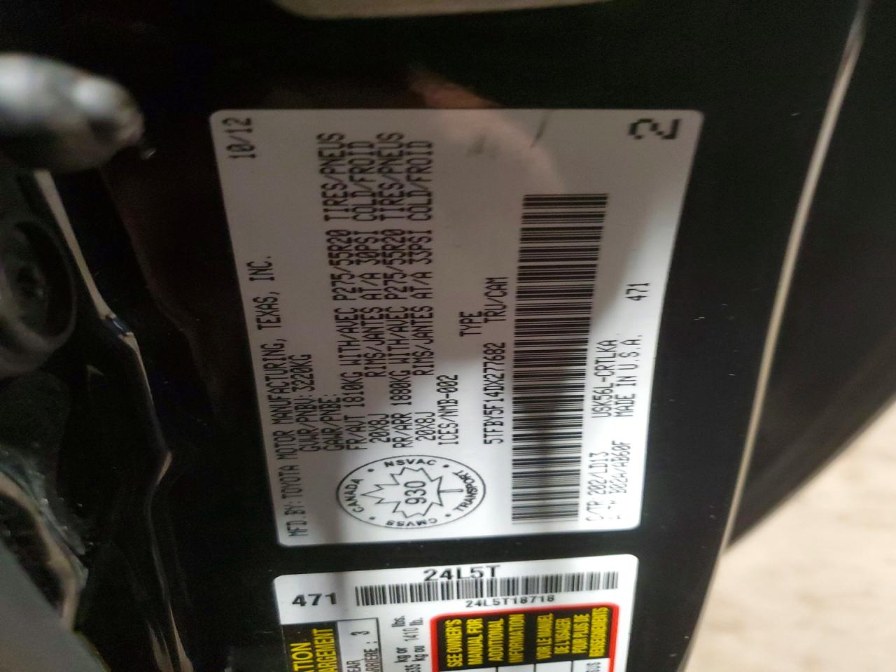 2013 Toyota Tundra VIN 5TFBY5F14DX277682 photo 12