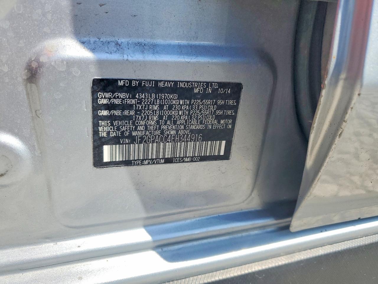 2014 Subaru Xv VIN JF2GPACC4EH344916 photo 12