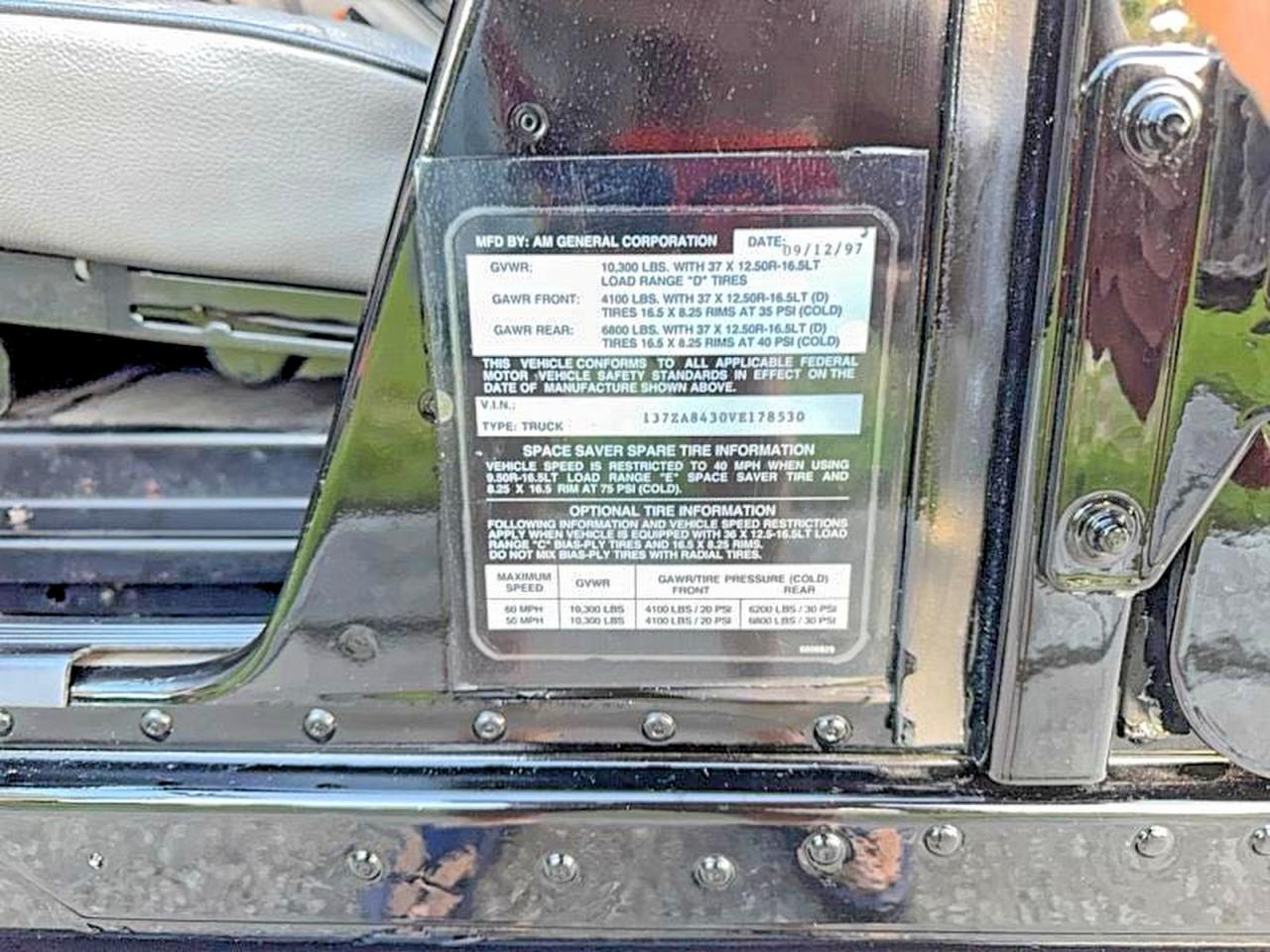 1997 AMERICAN H1 VIN 137ZA8430VE178530 photo 10