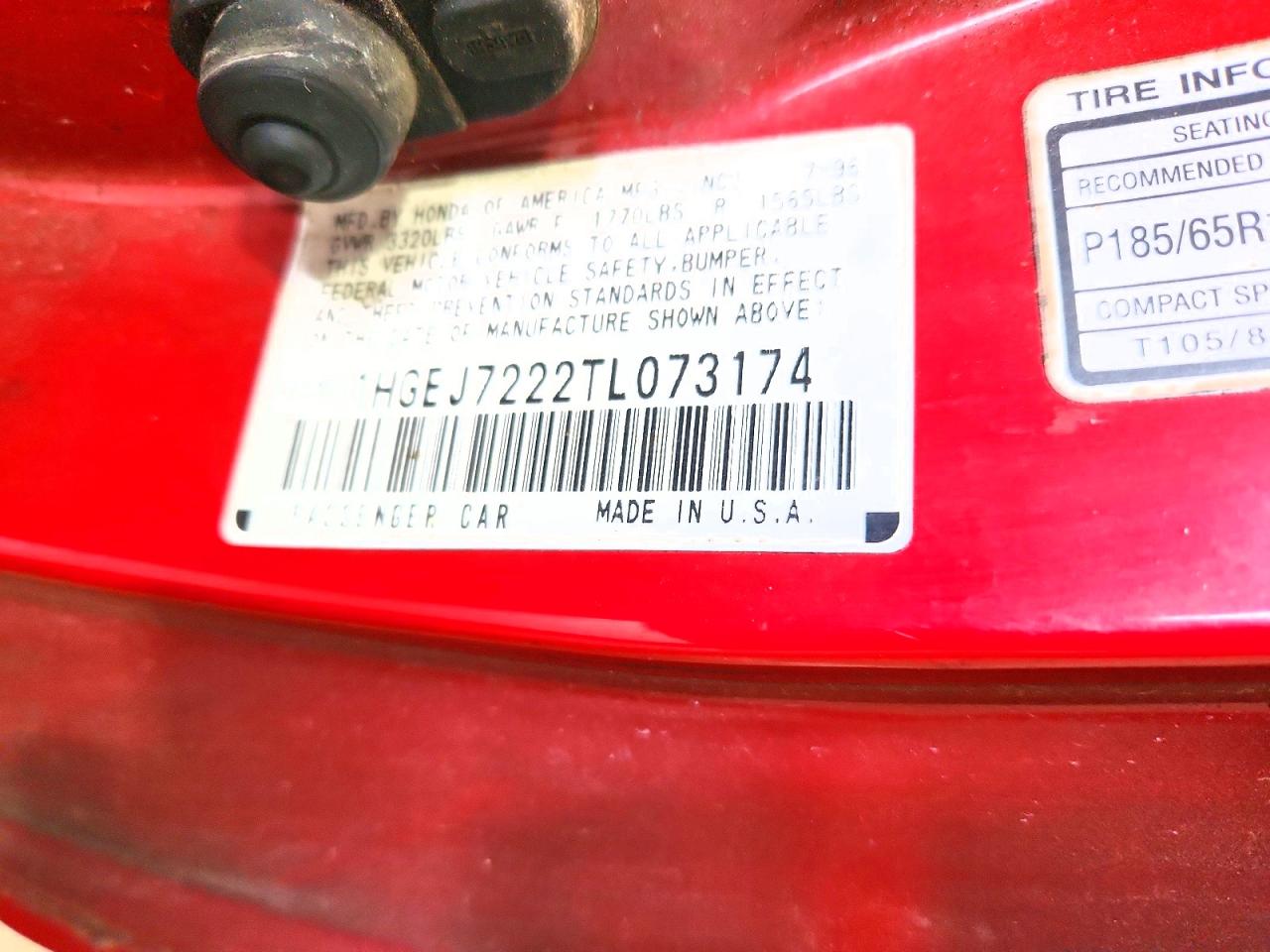 1996 Honda Civic VIN 1HGEJ7222TL073174 photo 12