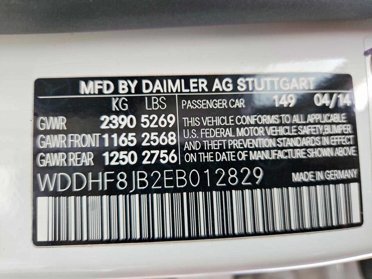 2014 Mercedes-Benz E-class VIN WDDHF8JB2EB012829 photo 12