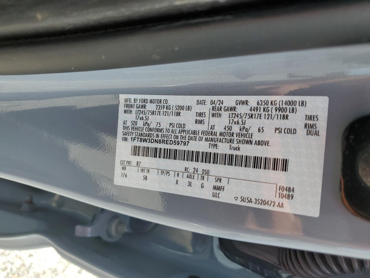 2024 Ford F350 VIN 1FT8W3DN8RED59797 photo 12