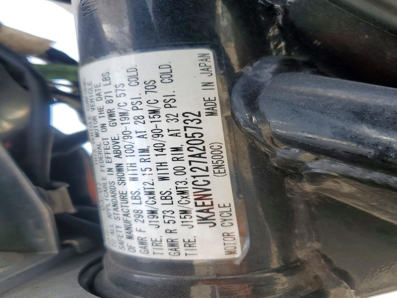 2009 Kawasaki En series VIN JKAENVC127A205732 photo 9