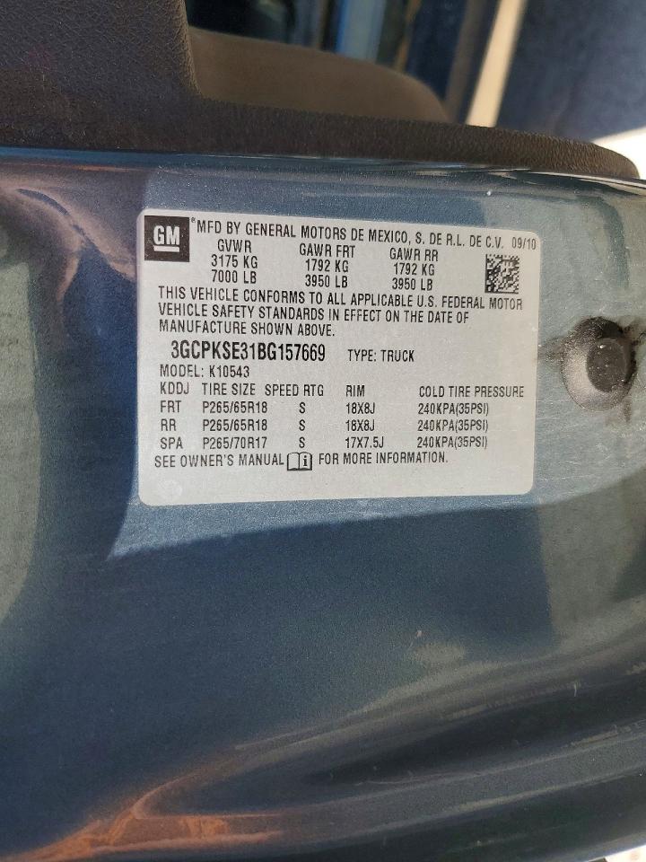 2011 CHEVROLET All models VIN 3GCPKSE31BG157669 photo 12