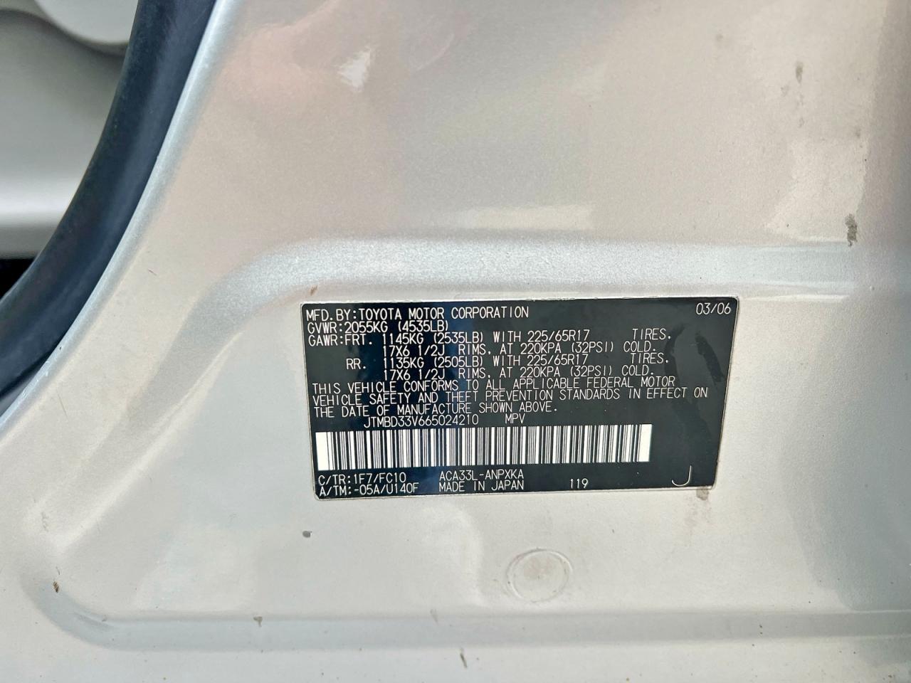 2006 TOYOTA Rav4 VIN JTMBD33V665024210 photo 10