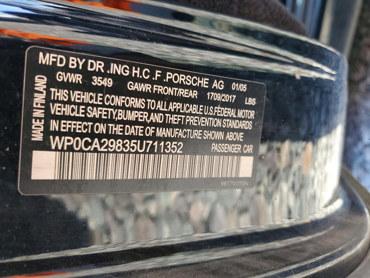 2005 PORSCHE Boxster VIN WP0CA29835U711352 photo 12