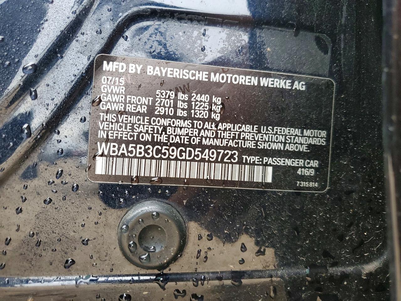 2016 BMW 5 series VIN WBA5B3C59GD549723 photo 12