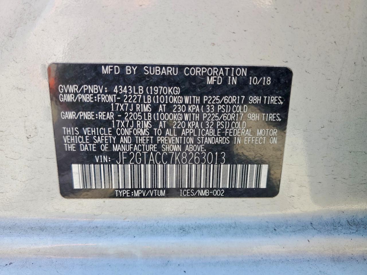 2019 Subaru Crosstrek VIN JF2GTACC7K8263013 photo 12