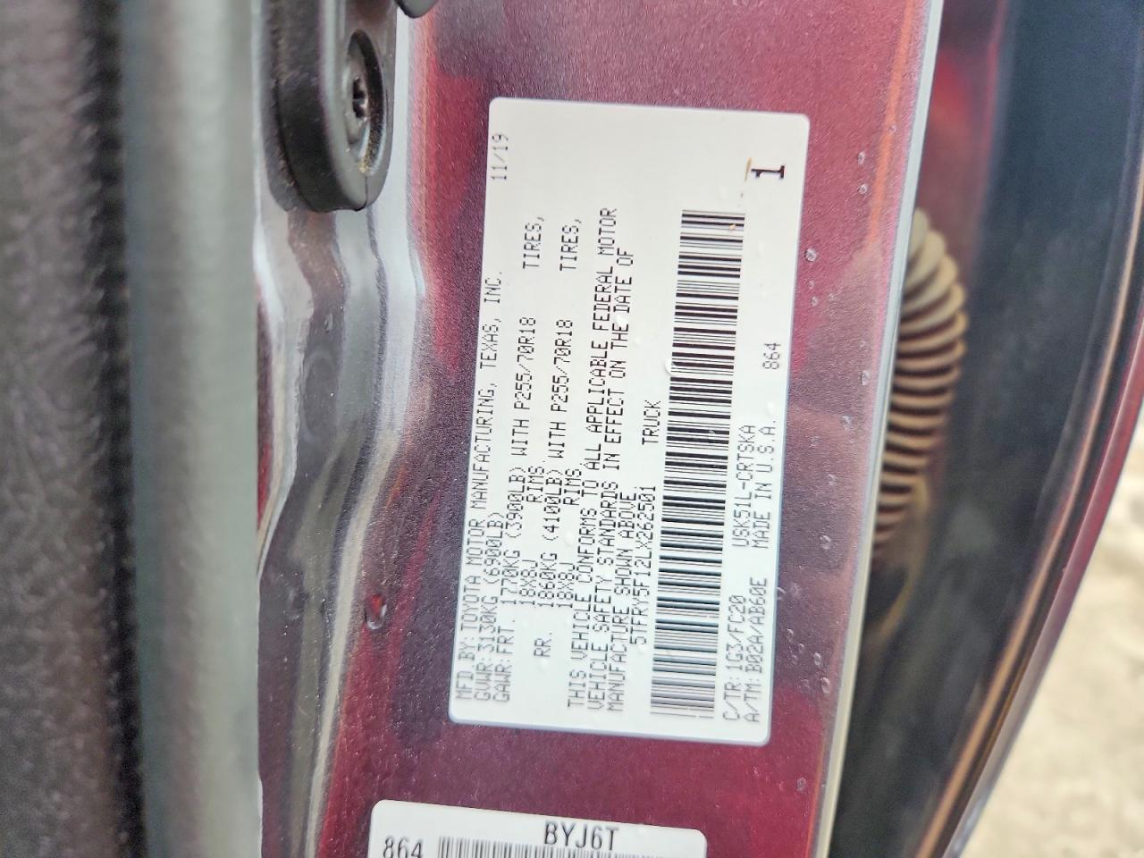 2020 Toyota Tundra VIN 5TFRY5F12LX262501 photo 12
