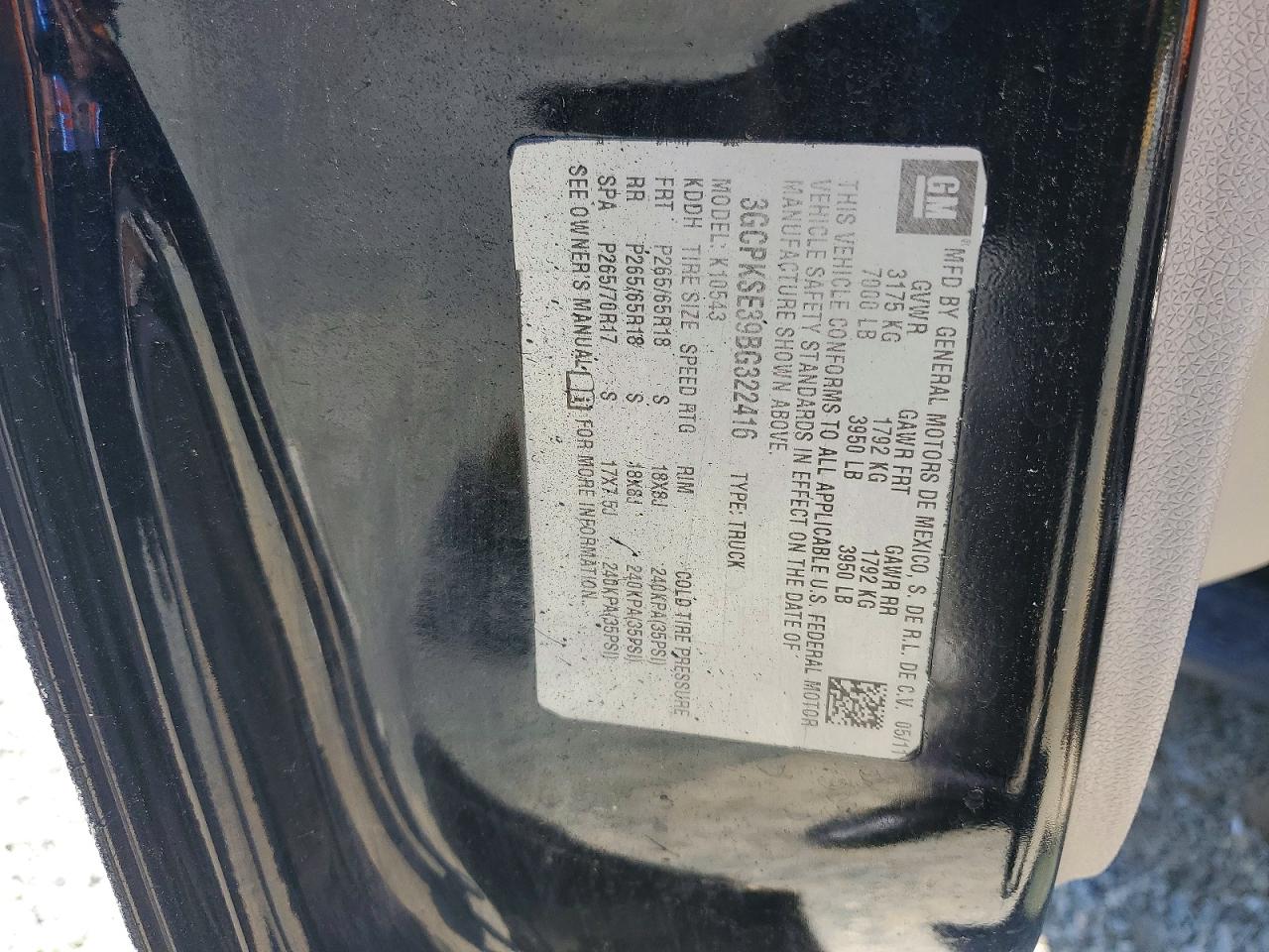 2011 CHEV All models VIN 3GCPKSE39BG322416 photo 12