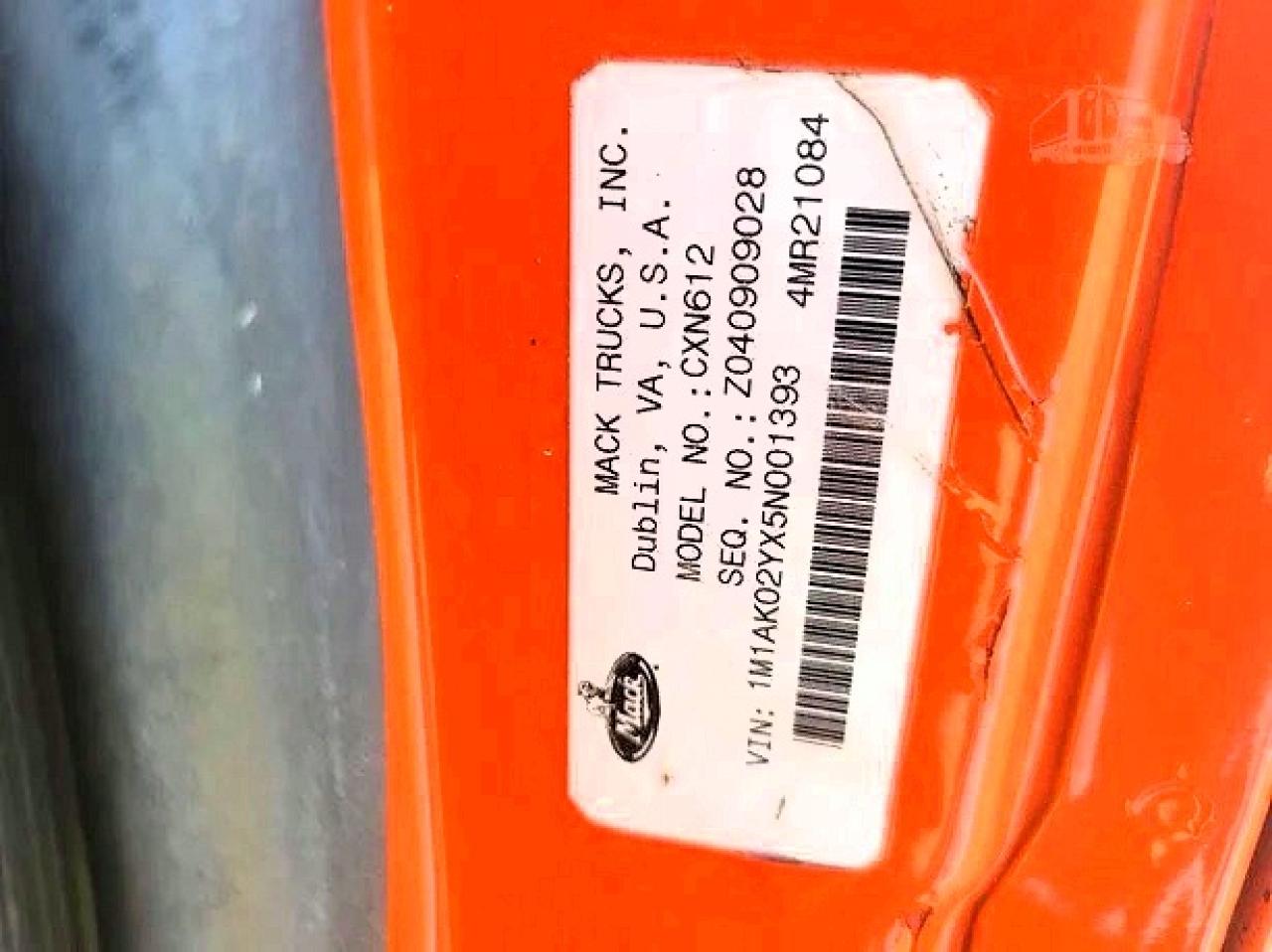 2005 MACK All other VIN 1M1AK02YX5N001393 photo 10
