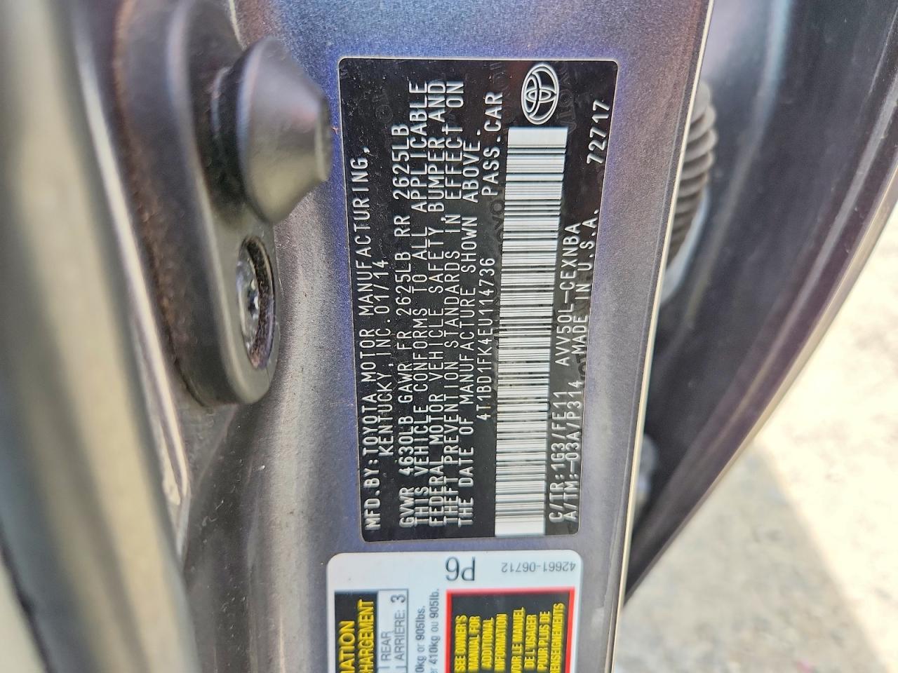 2014 Toyota Camry sola VIN 4T1BD1FK4EU114736 photo 12