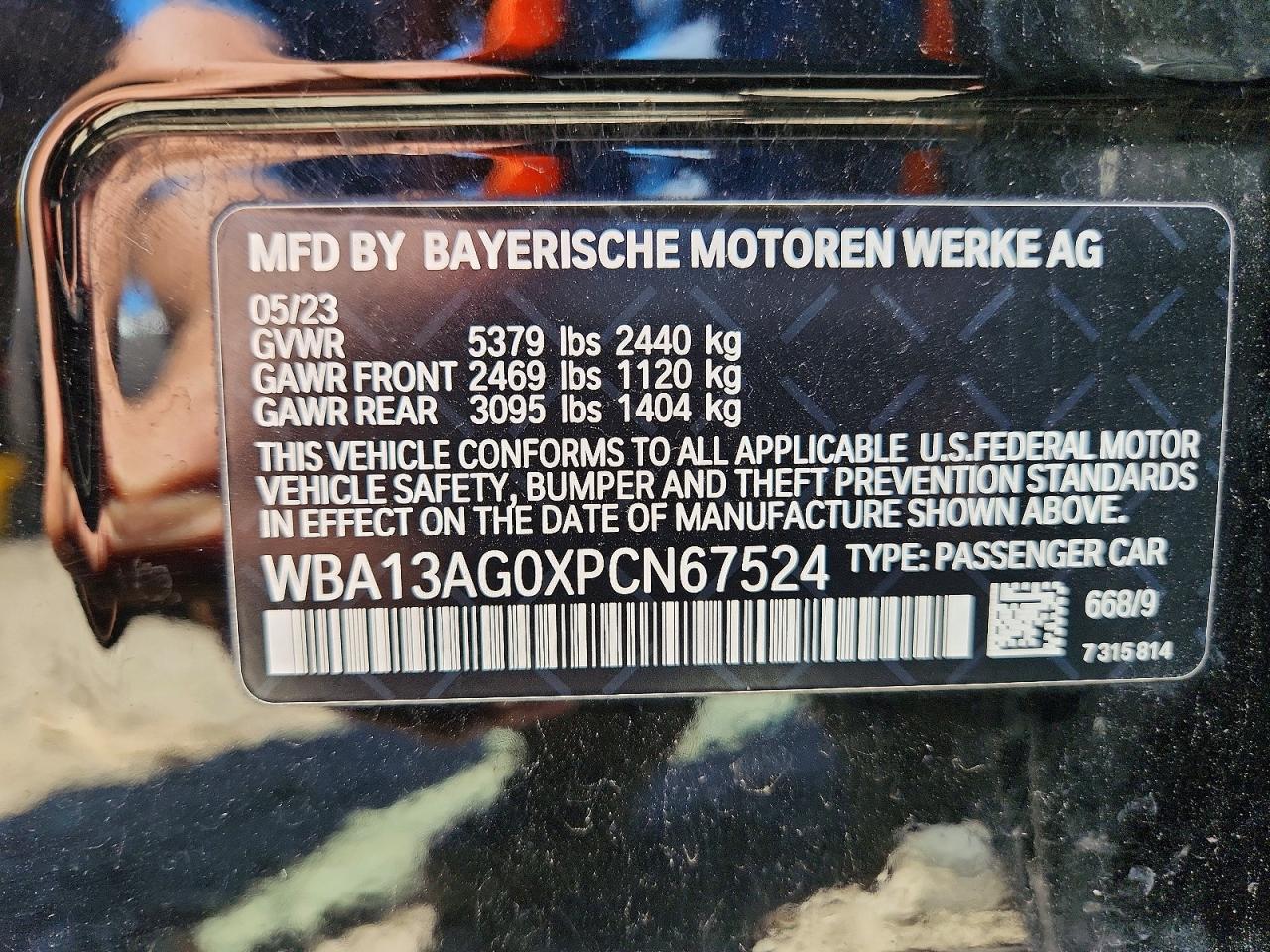 2023 BMW 5 series VIN WBA13AG0XPCN67524 photo 12