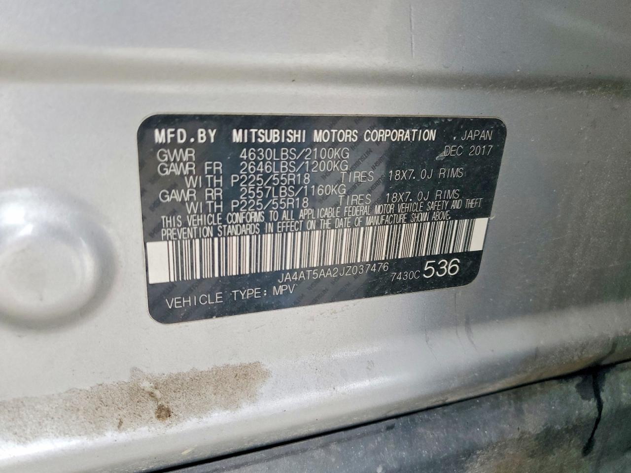 2018 Mitsubishi ECLIPSE VIN JA4AT5AA2JZ037476 photo 12