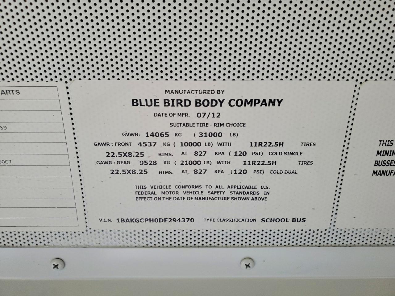 2013 BLUEBIRD All other VIN 1BAKGCPH0DF294370 photo 10