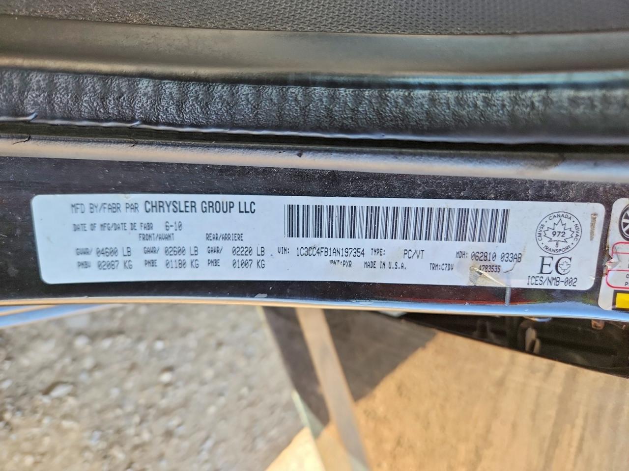 2010 CHRYSLER Sebring VIN 1C3CC4FB1AN197354 photo 12