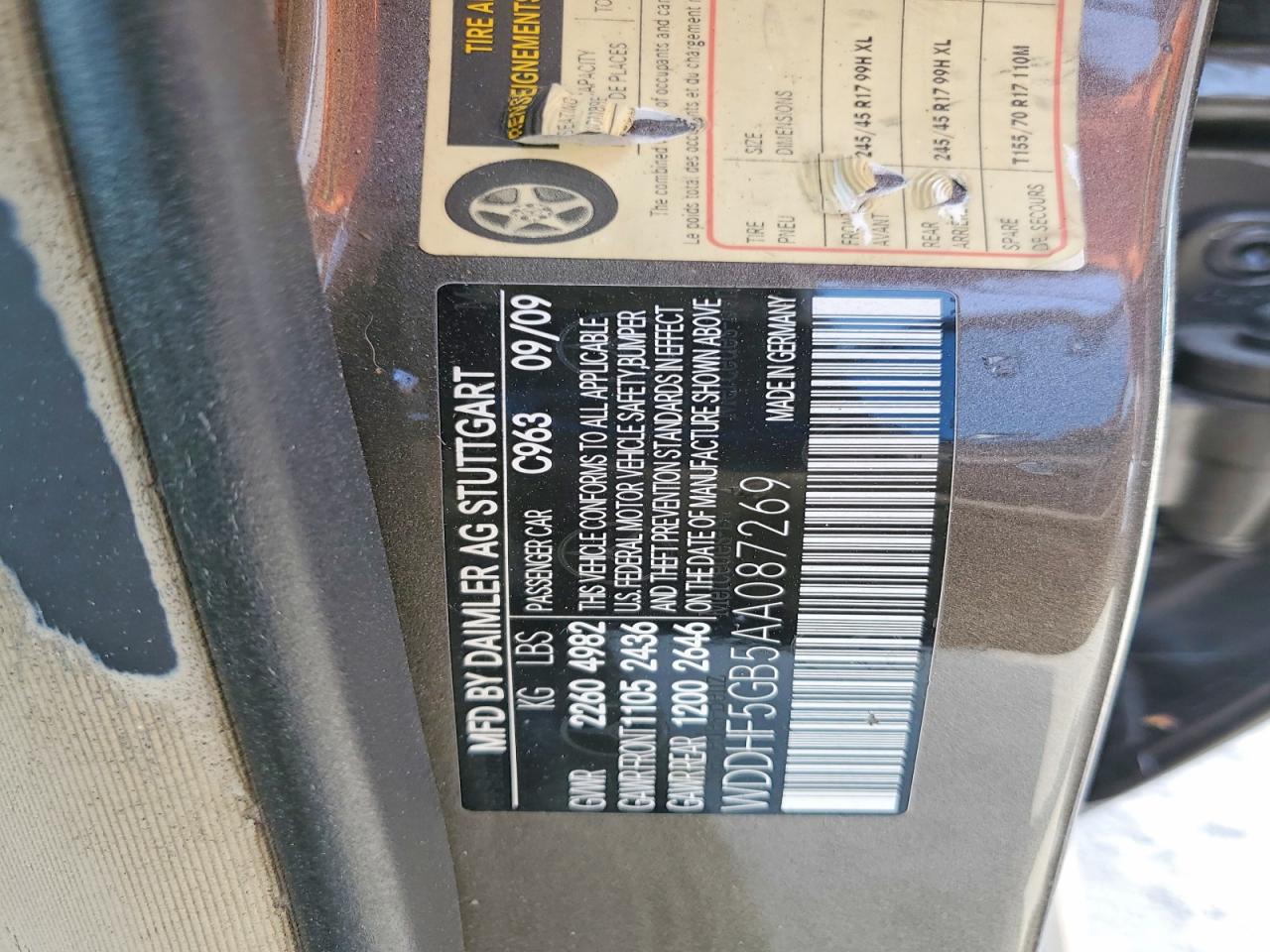 2010 MERCEDES-BENZ E-class VIN WDDHF5GB5AA087269 photo 12