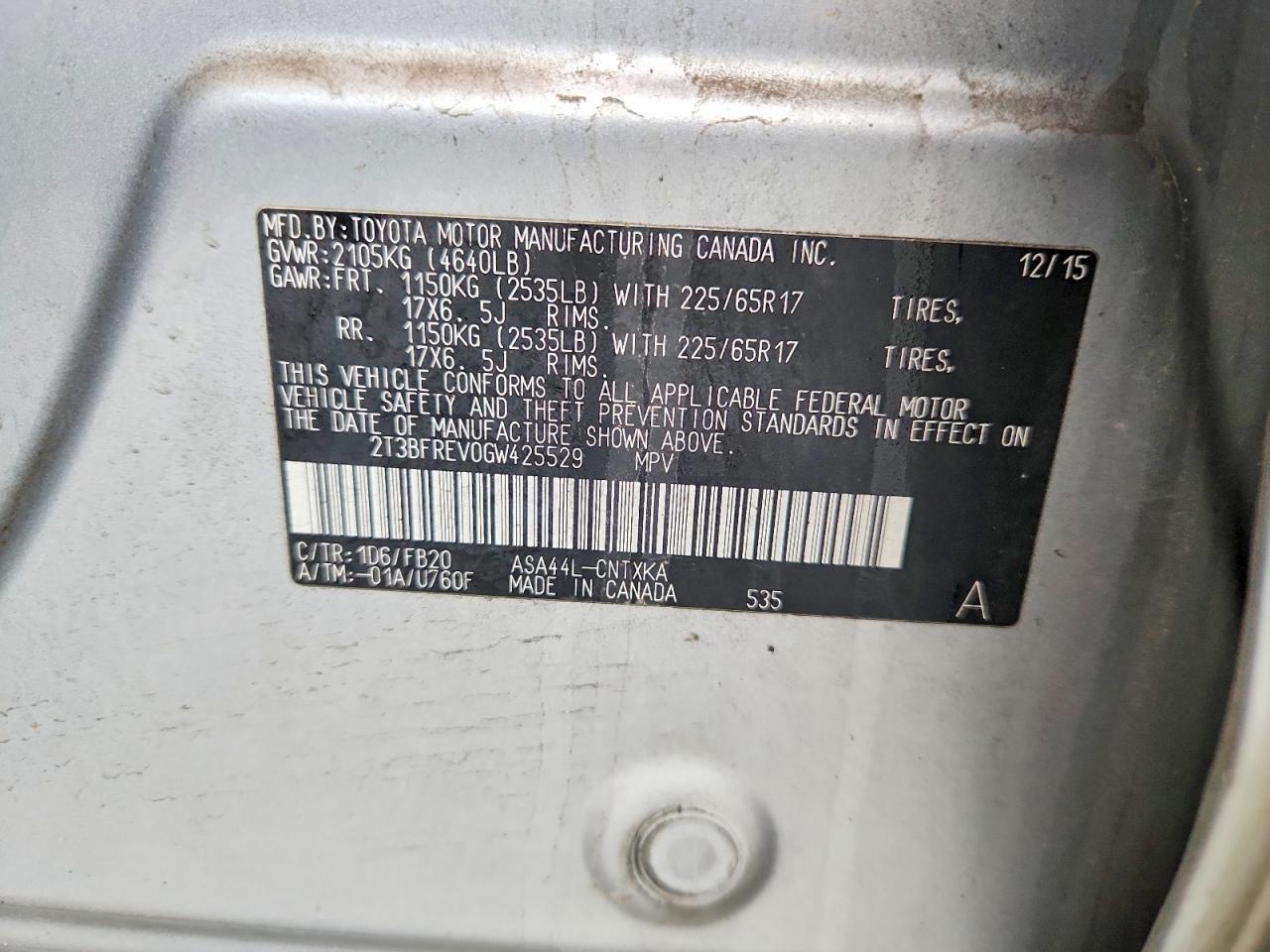 2016 Toyota Rav4 VIN 2T3BFREV0GW425529 photo 12