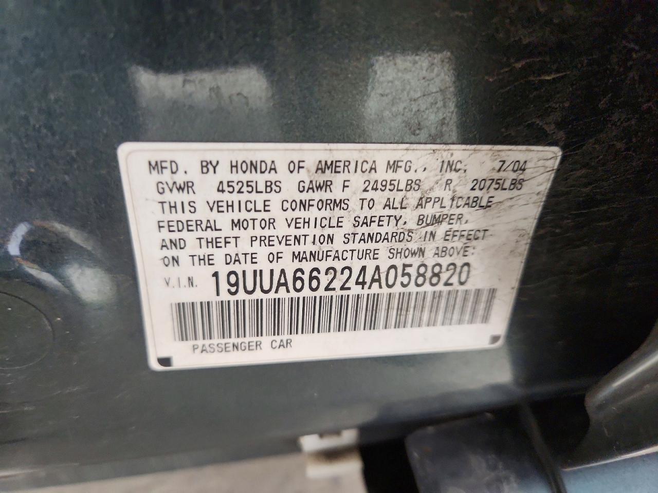 2004 Acura Tl VIN 19UUA66224A058820 photo 12