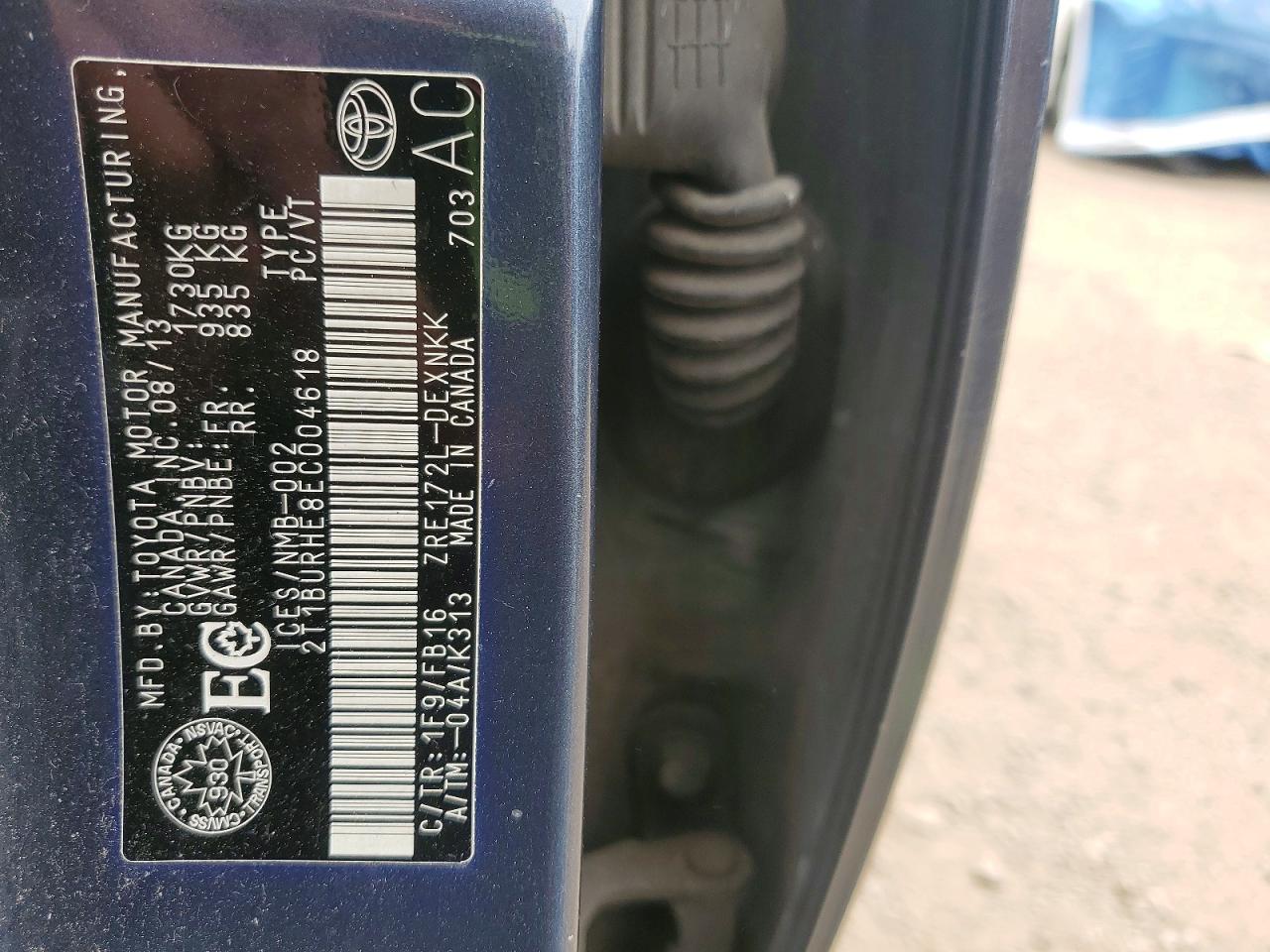 2014 Toyota Corolla VIN 2T1BURHE8EC004618 photo 12