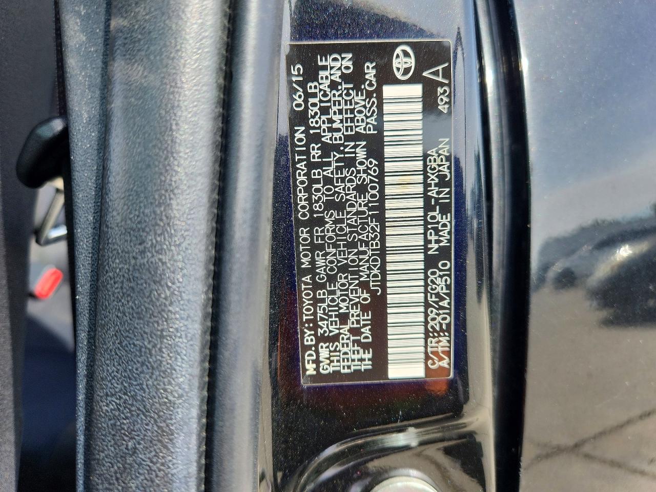 2015 Toyota Prius c th VIN JTDKDTB32F1100769 photo 12