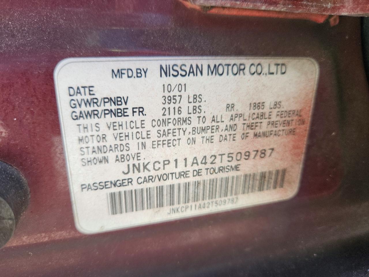 2002 INFINITI G20 VIN JNKCP11A42T509787 photo 12