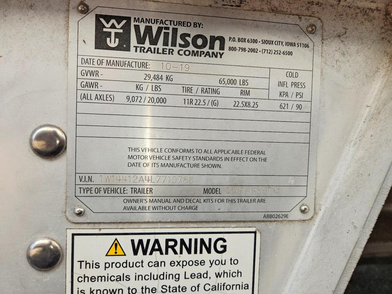 2020 WILSON Semi trail VIN 1W14412A4L7719786 photo 10