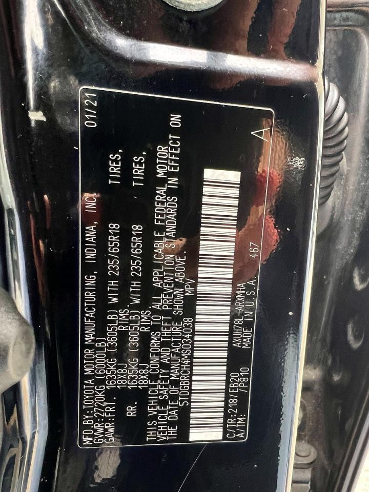 2021 TOYOTA Highlander VIN 5TDGBRCH4MS034038 photo 10