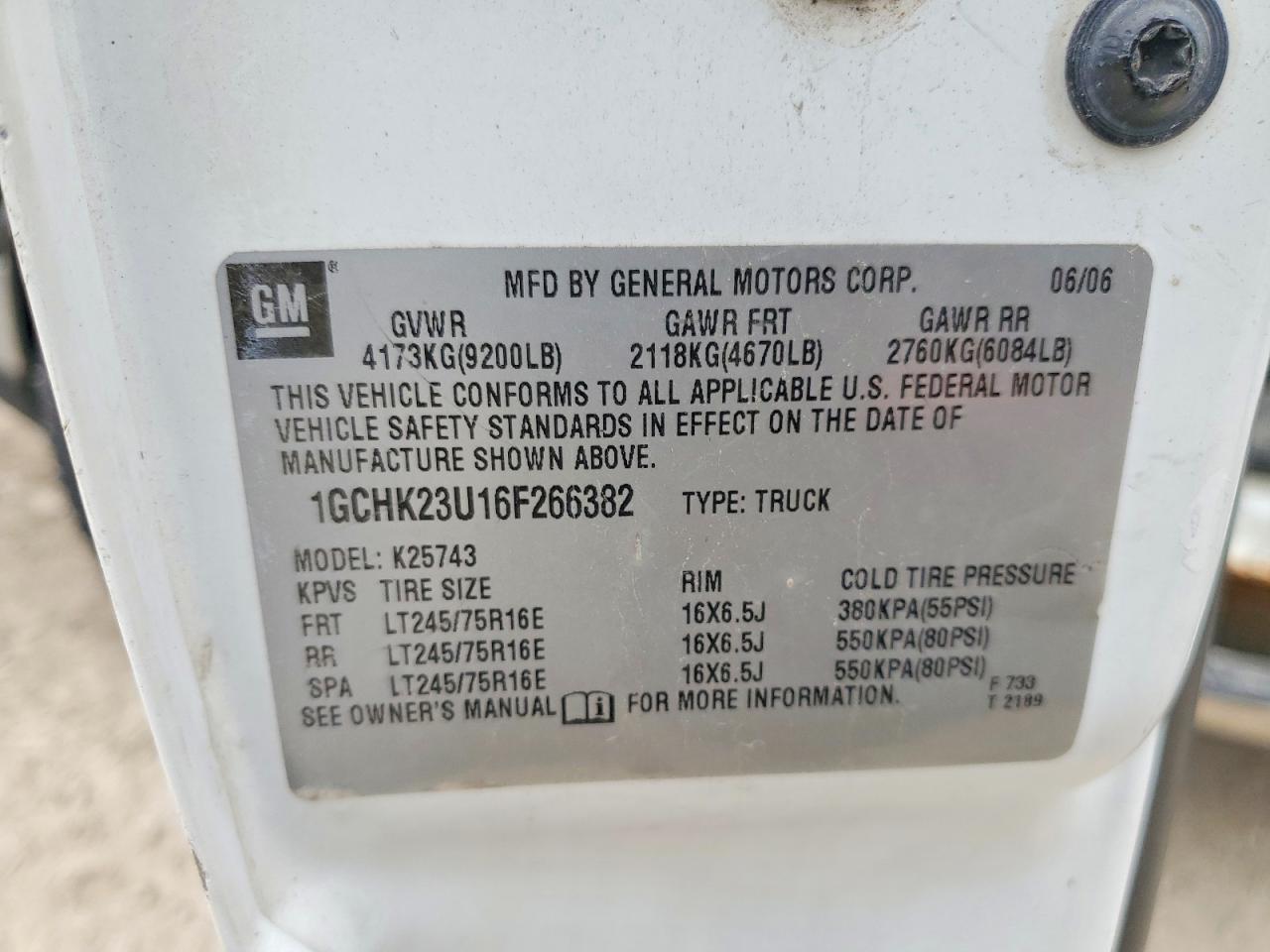 2006 Chevrolet All models VIN 1GCHK23U16F266382 photo 12