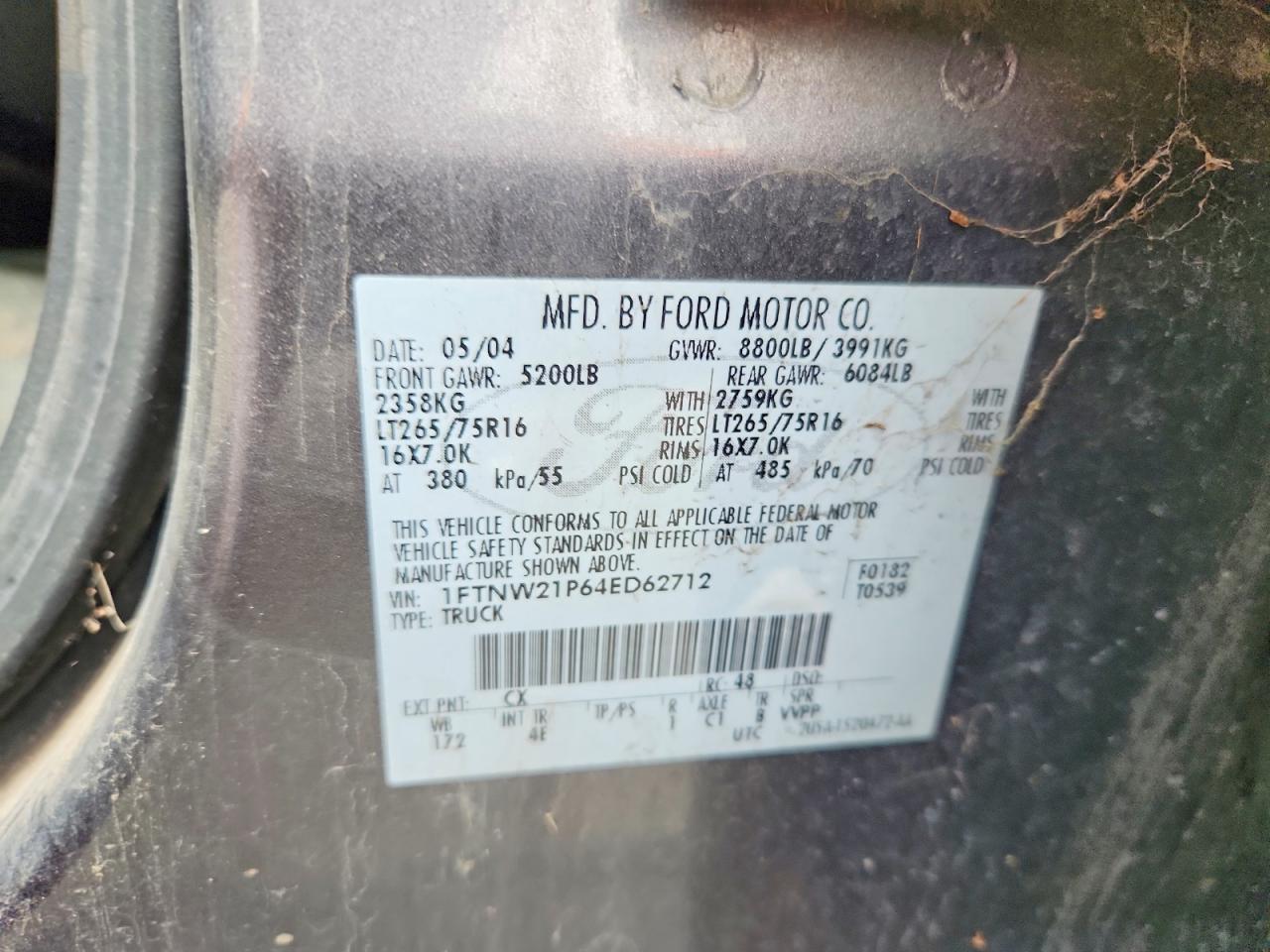 2004 Ford All models VIN 1FTNW21P64ED62712 photo 12