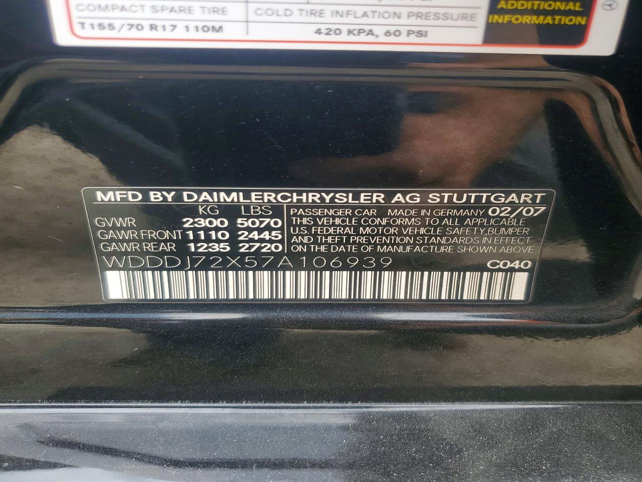 2007 Mercedes-Benz Cls-class VIN WDDDJ72X57A106939 photo 12