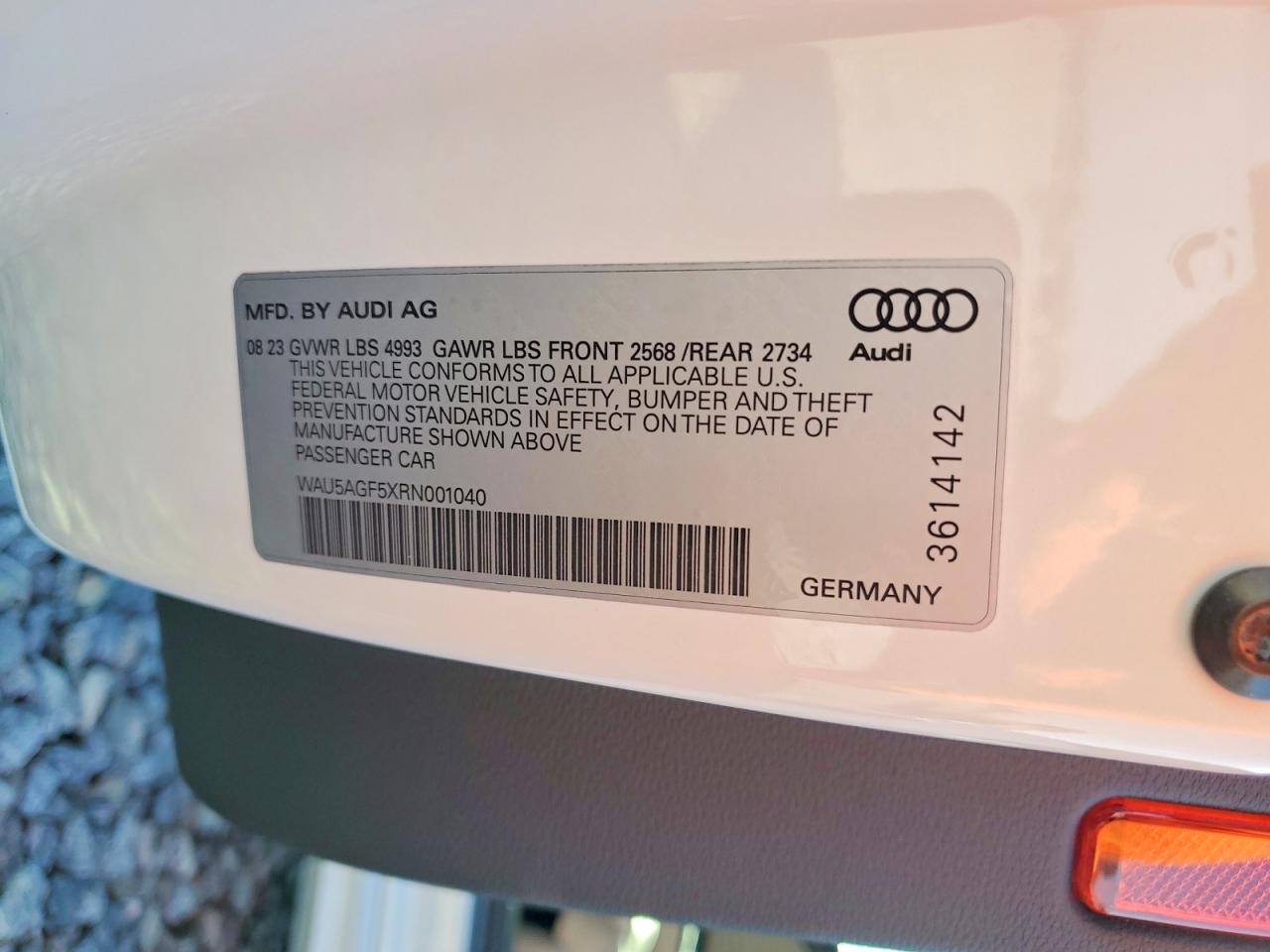 2024 Audi A5 VIN WAU5AGF5XRN001040 photo 12