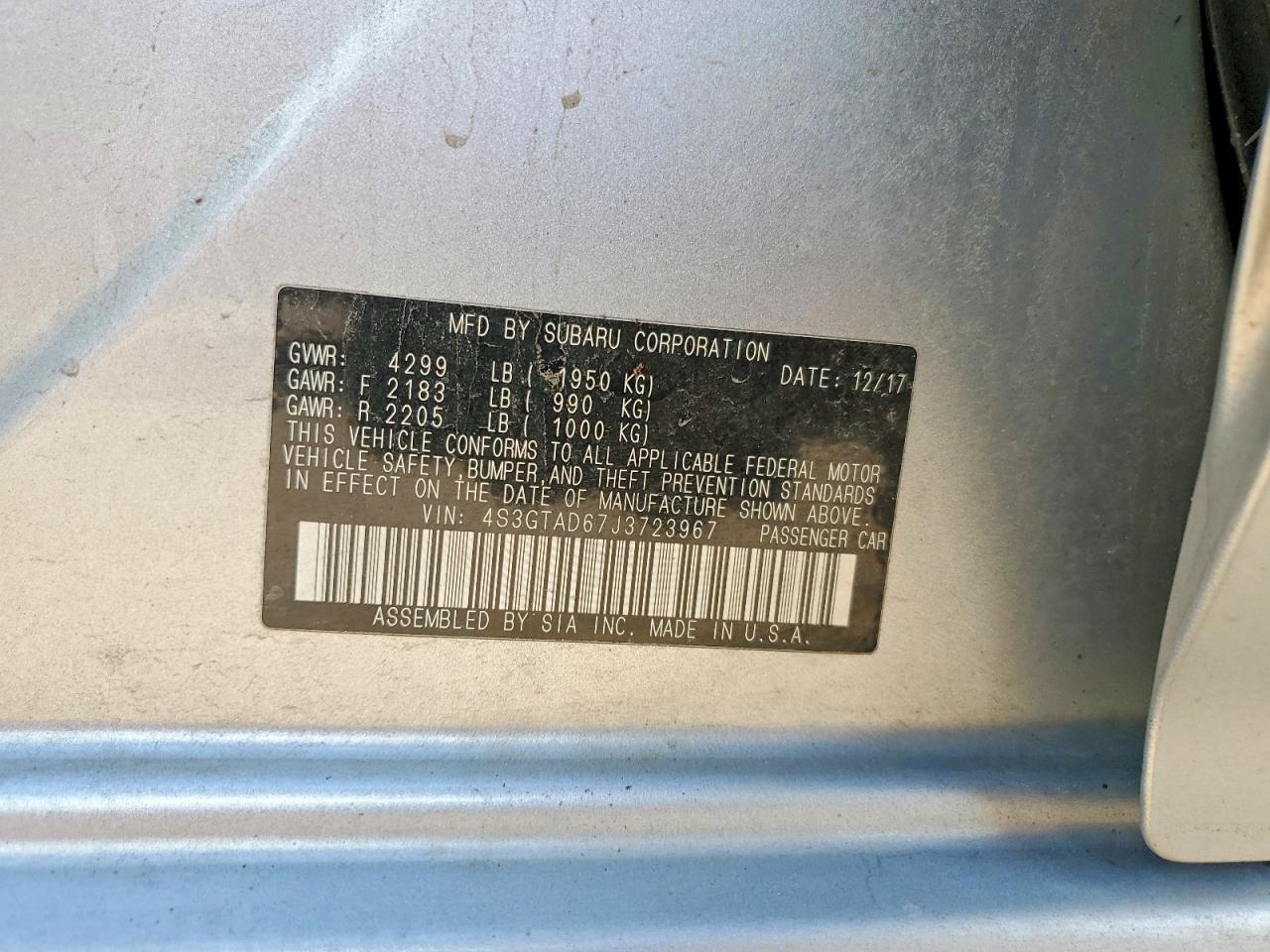 2018 SUBARU Impreza VIN 4S3GTAD67J3723967 photo 12