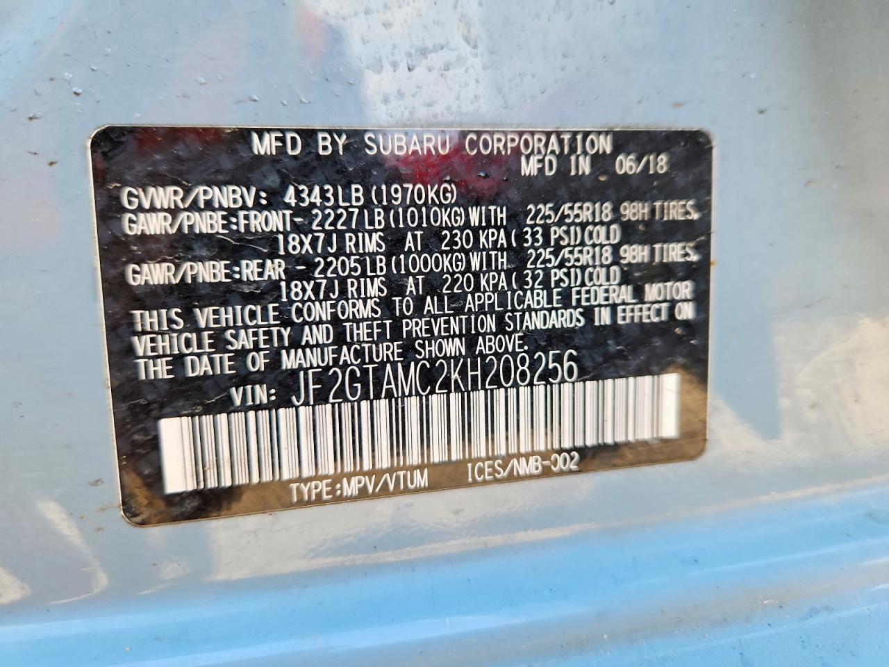 2019 Subaru Crosstrek VIN JF2GTAMC2KH208256 photo 12