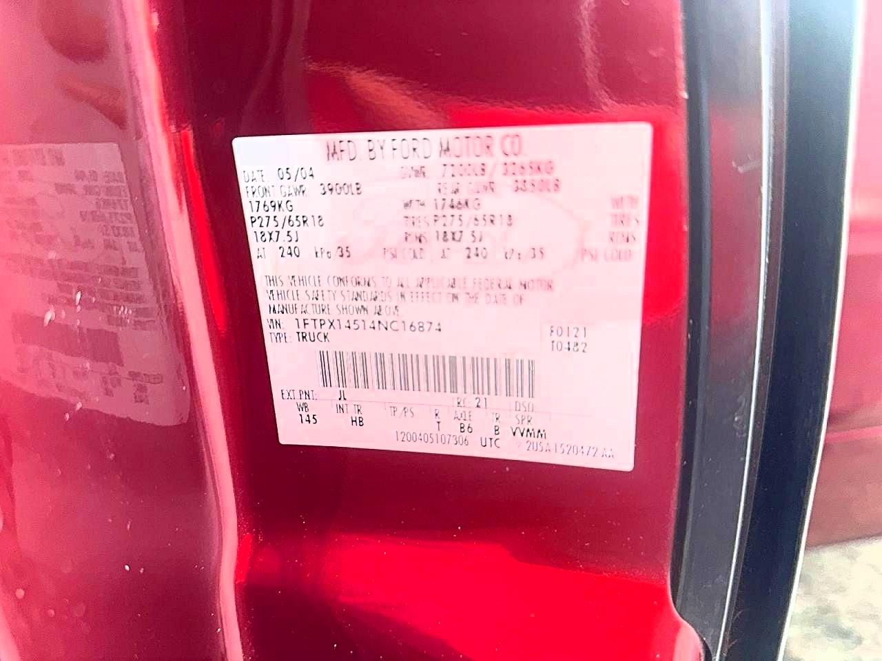 2004 Ford All models VIN 1FTPX14514NC16874 photo 10