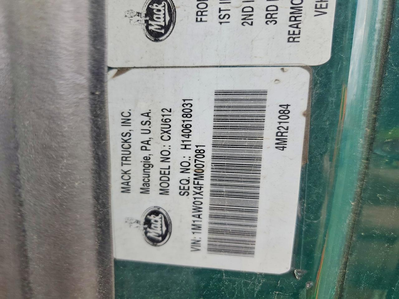 2015 MACK All other VIN 1M1AW01X4FM007081 photo 10