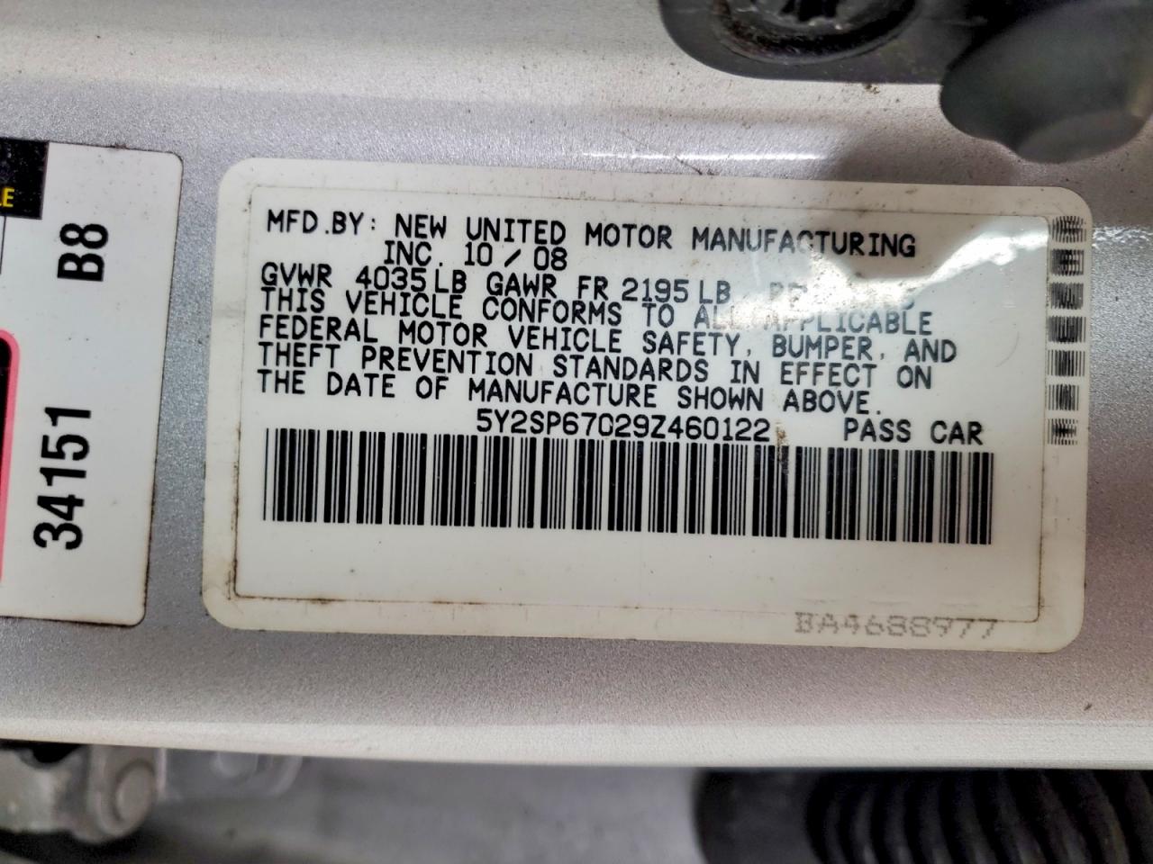 2009 Pontiac Vibe VIN 5Y2SP67029Z460122 photo 12