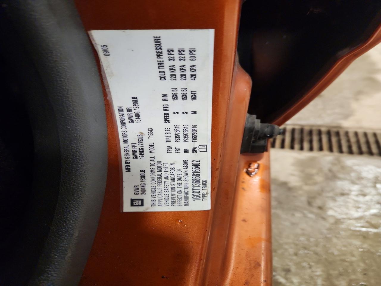 2006 CHEV Colorado VIN 1GCDT136868165402 photo 12