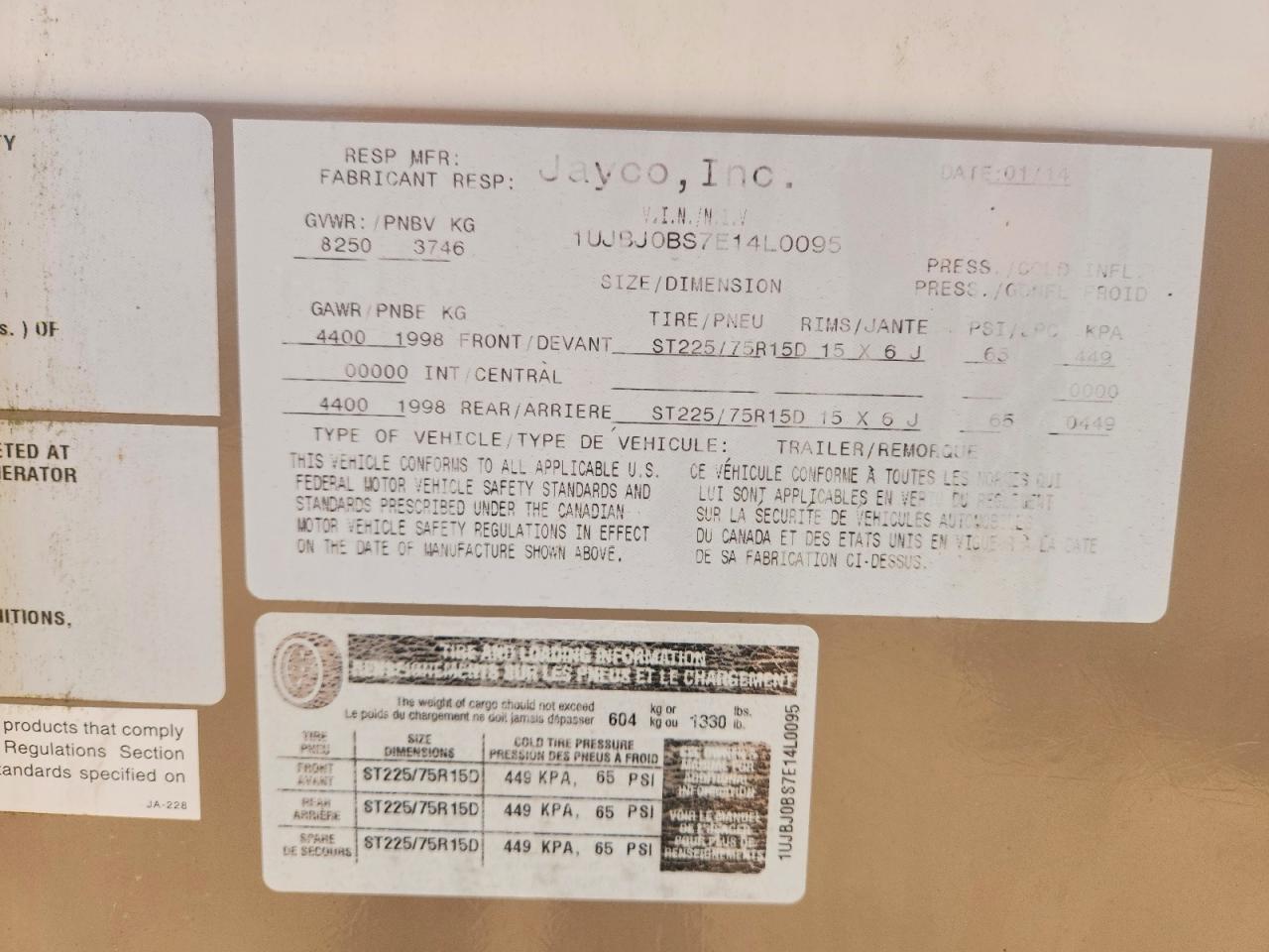 2014 JAYCO All models VIN 1UJBJ0BS7E14L0095 photo 10