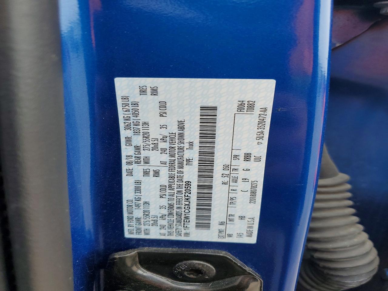 2018 Ford F150 VIN 1FTEW1CGXJKF20599 photo 12