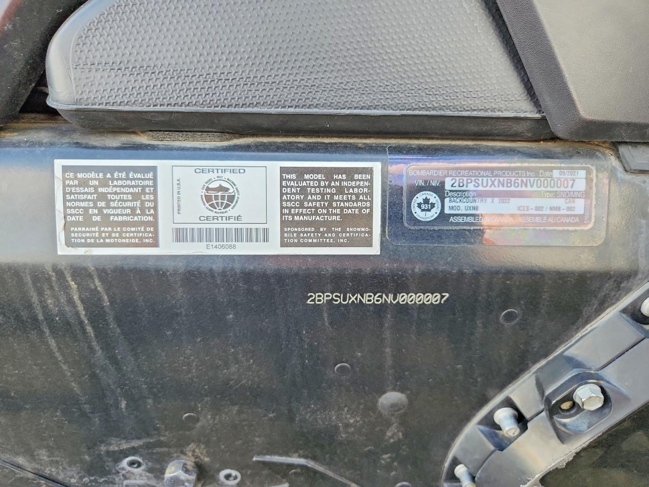 2022 SKID Backcountr VIN 2BPSUXNB6NV000007 photo 10